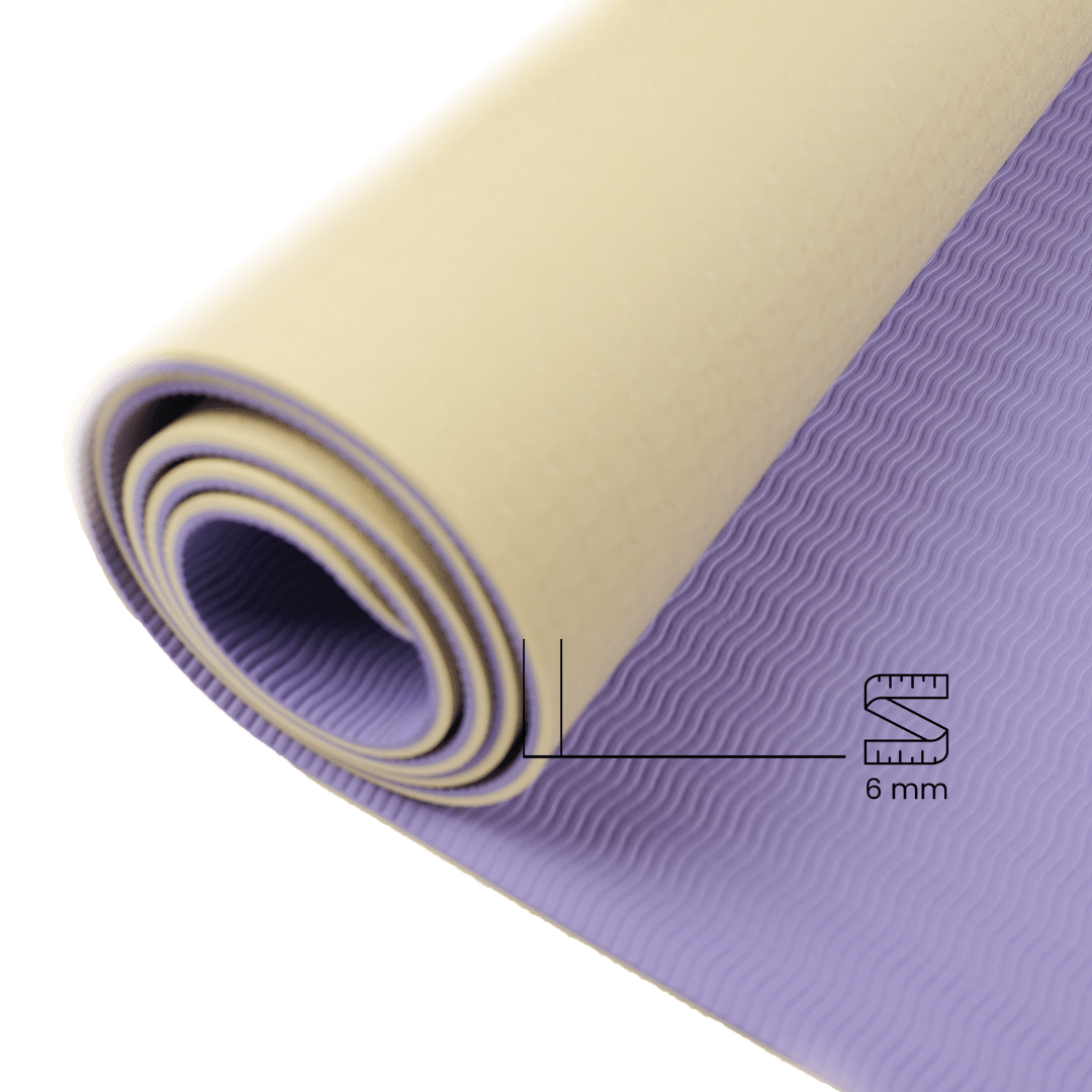 Rebuwo Çift Taraflı Armonia Yoga Pilates Matı 6mm Kaymaz Hafif Taşınabilir – Lila & Sarı (Butter Yellow)