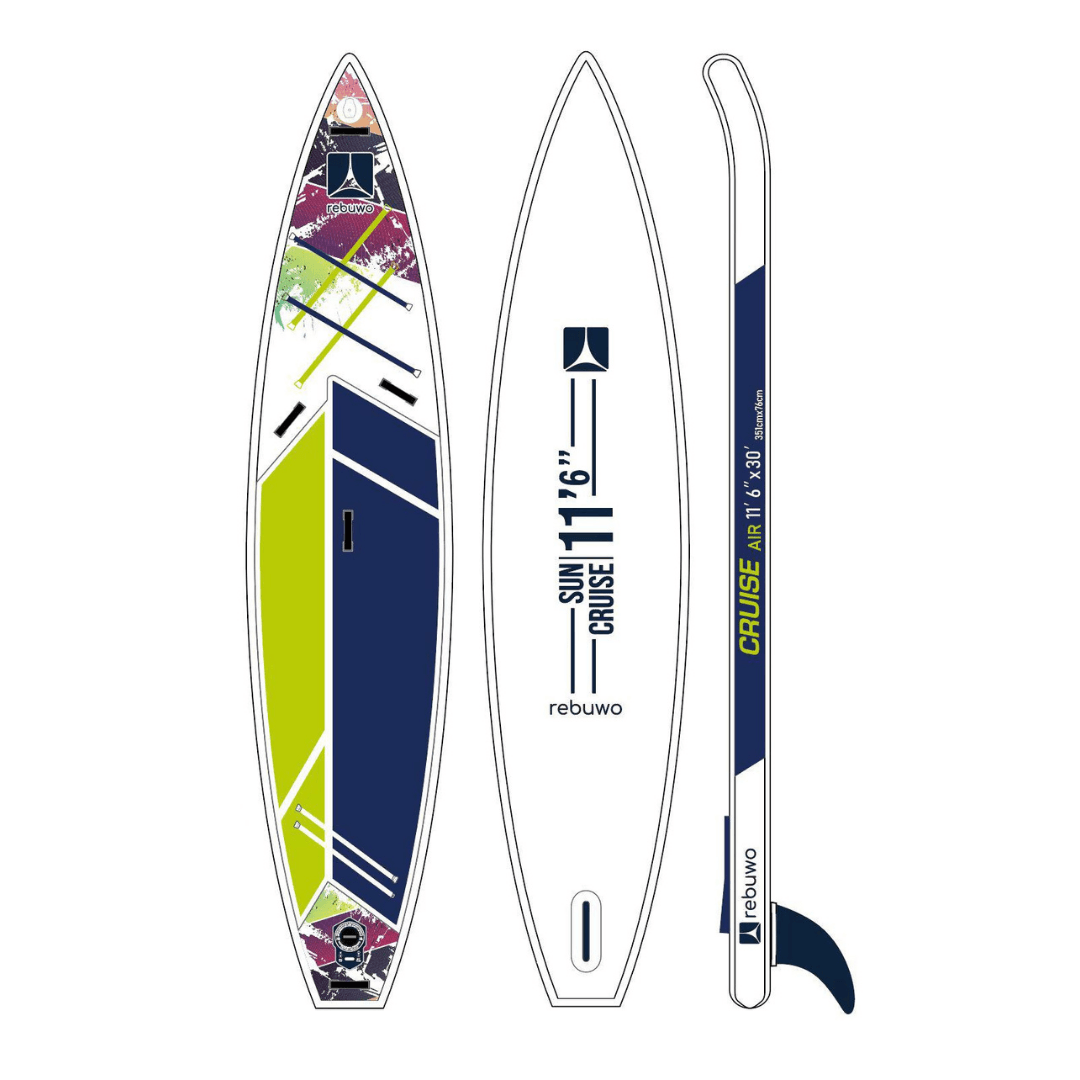 Rebuwo Pro Sup Şişme Sörf Tahtası Stand Up Paddle Board 76*351*15 Cm Yeşil Yarış Board