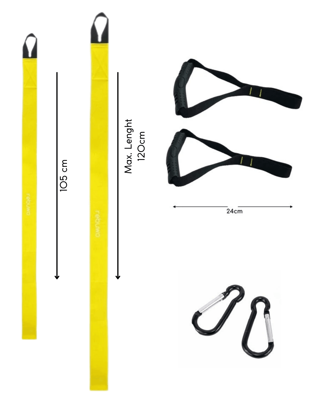 Rebuwo Resistance Strap 4.5kg + 9kg Strap - Pull Up Strap Yellow Set