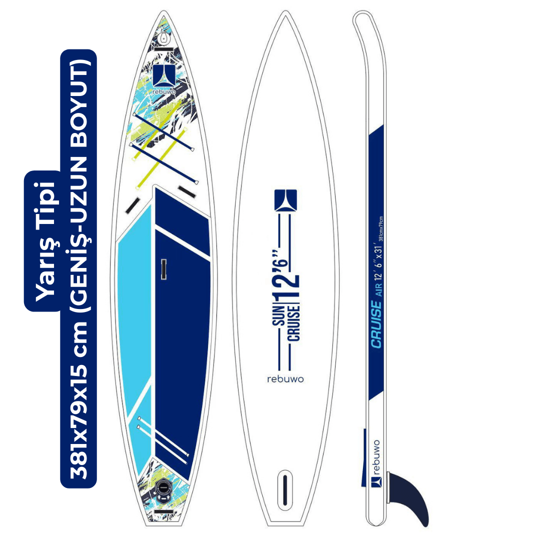 Rebuwo Pro Sup Şişme Sörf Tahtası Stand Up Paddle Board 79*381*15 Cm Mavi Yarış Board