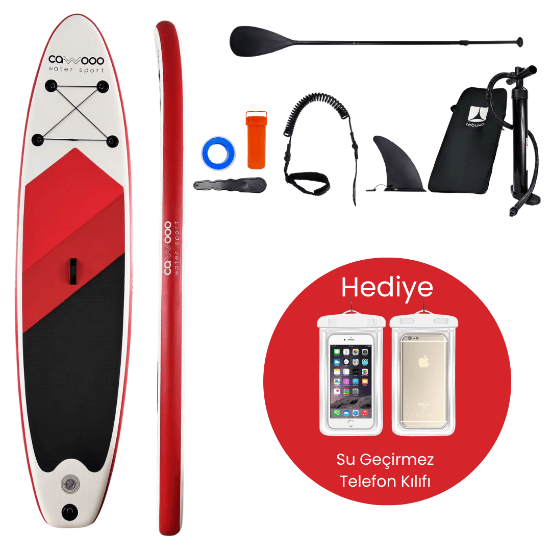 Cawooo SUP Şişme Sörf Tahtası Stand Up Paddle Board 78*320*15 cm Kırmızı