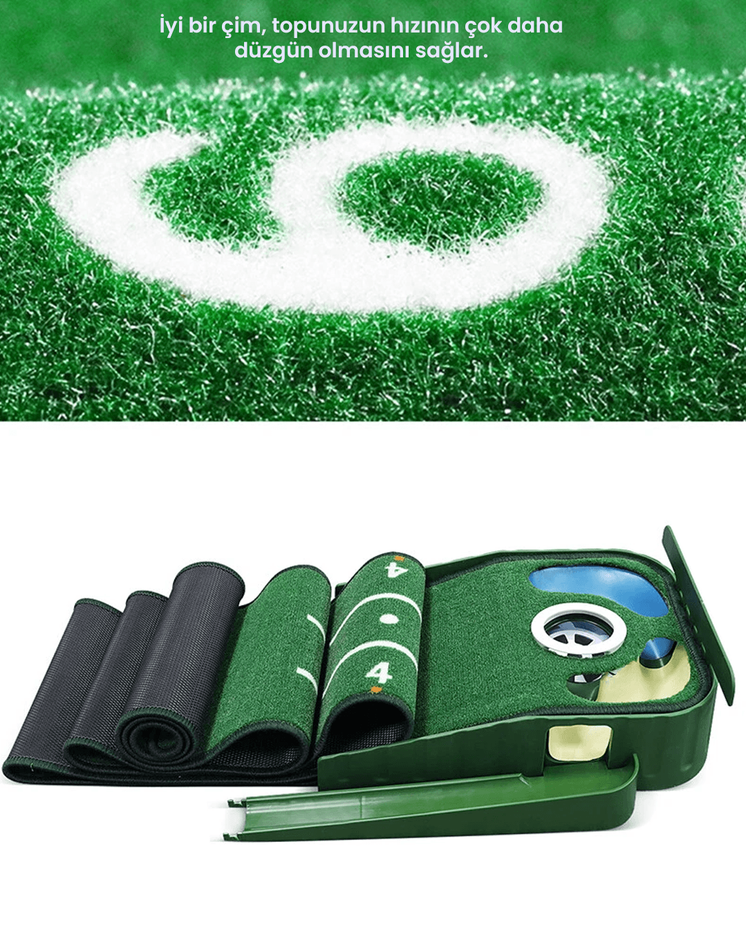 Golf Putting Mat –Top Geri Dönüş Mekanizmalı,Golf Antrenman Halısı | 2 Hızlı Çim Yüzey, Ev ve Ofis Kullanımına Uygun