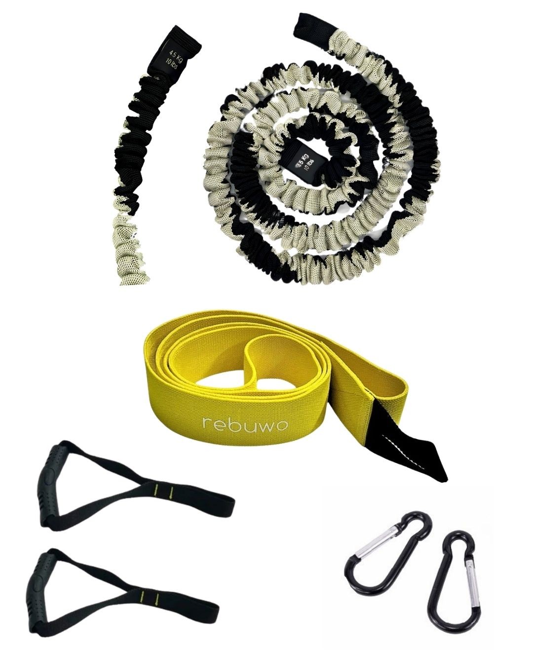 Rebuwo Resistance Strap 4.5kg - Pull Up Strap Yellow Set