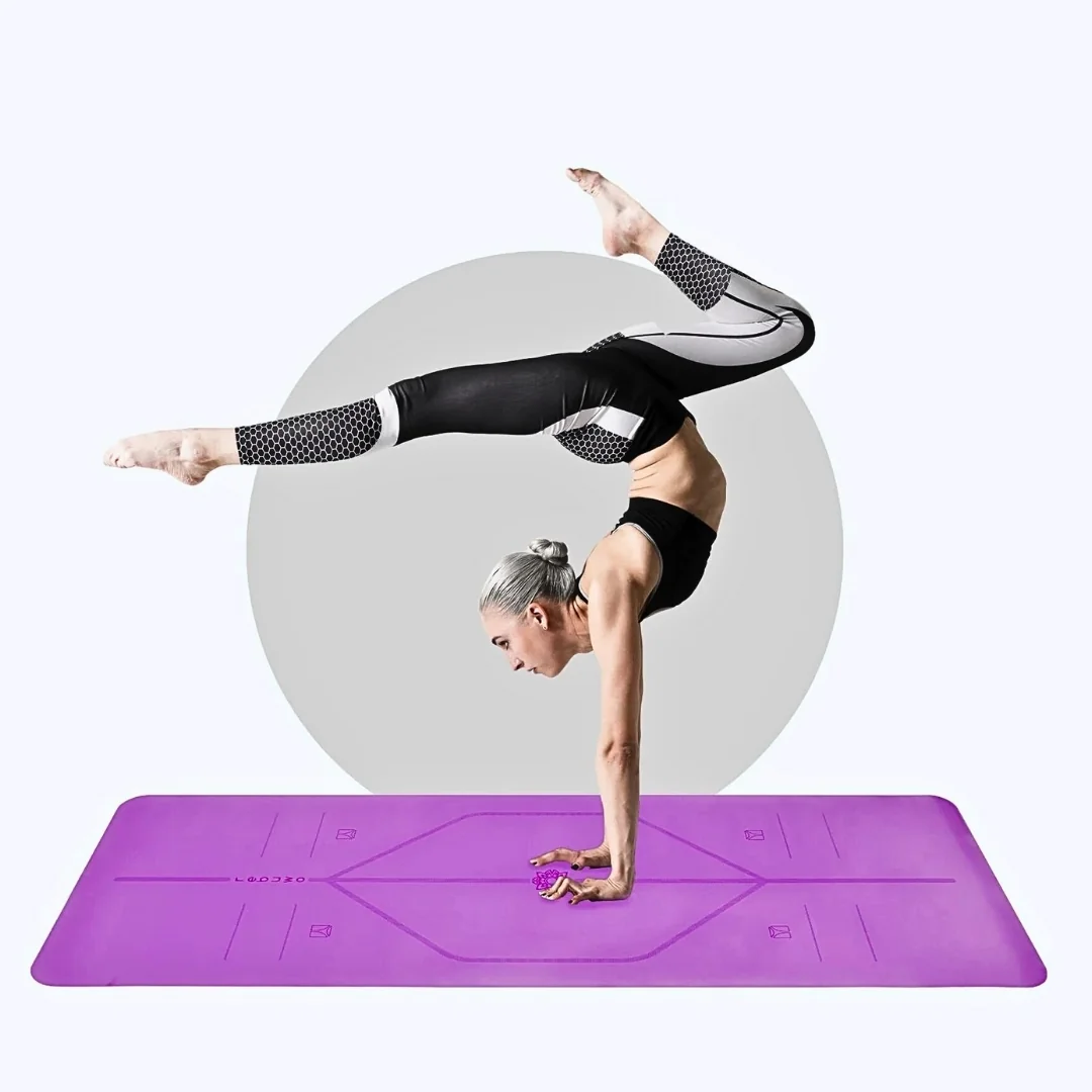 (OUTLET) Rebuwo Hizalama Tasarım 5mm Kauçuk Mat Kaydırmaz Yoga Mat Pilates Mat Mor