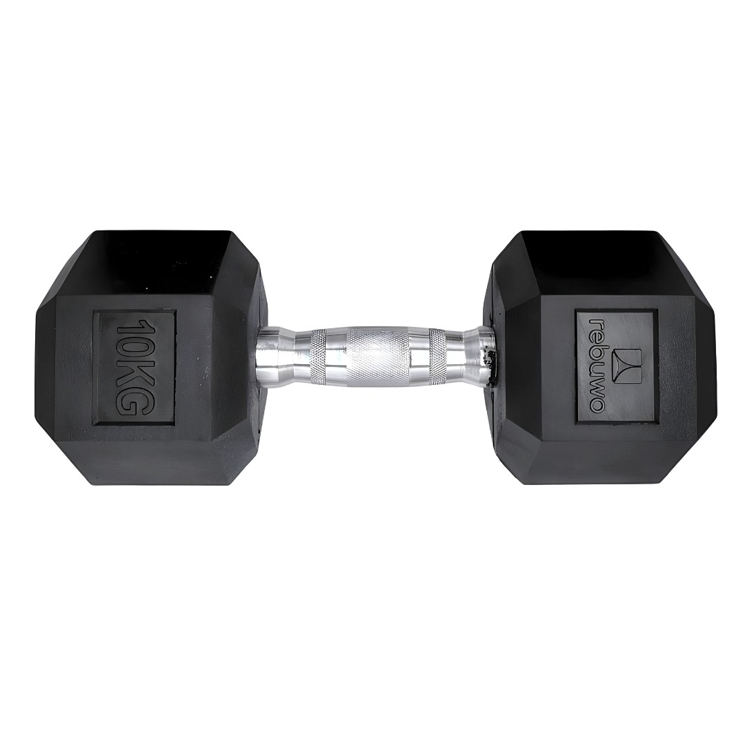 Rebuwo Hex Dambıl Kauçuk Altıgen Dambıl Hex Dumbbell 10 KG 1 Adet