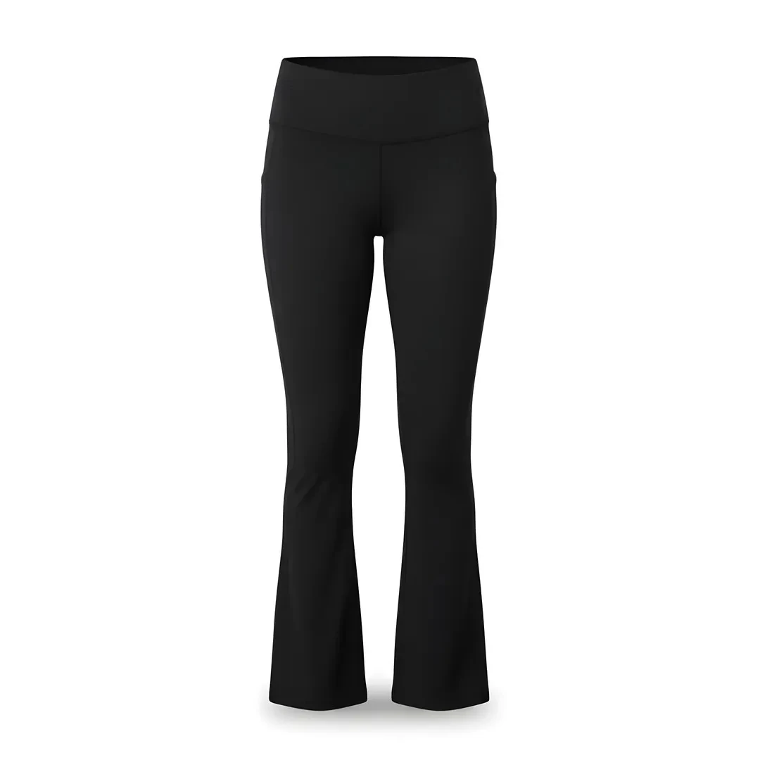 Rebuwo Siyah Yüksek Bel Toparlayıcı Likralı İspanyol Paça Tayt