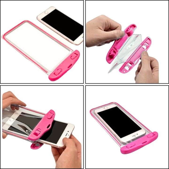 Cawooo Su Sporları, SUP, Kano ve Outdoor Aktiviteler İçin Su Geçirmez Telefon Kılıfı – Tüm Modellerle Uyumlu,Pembe