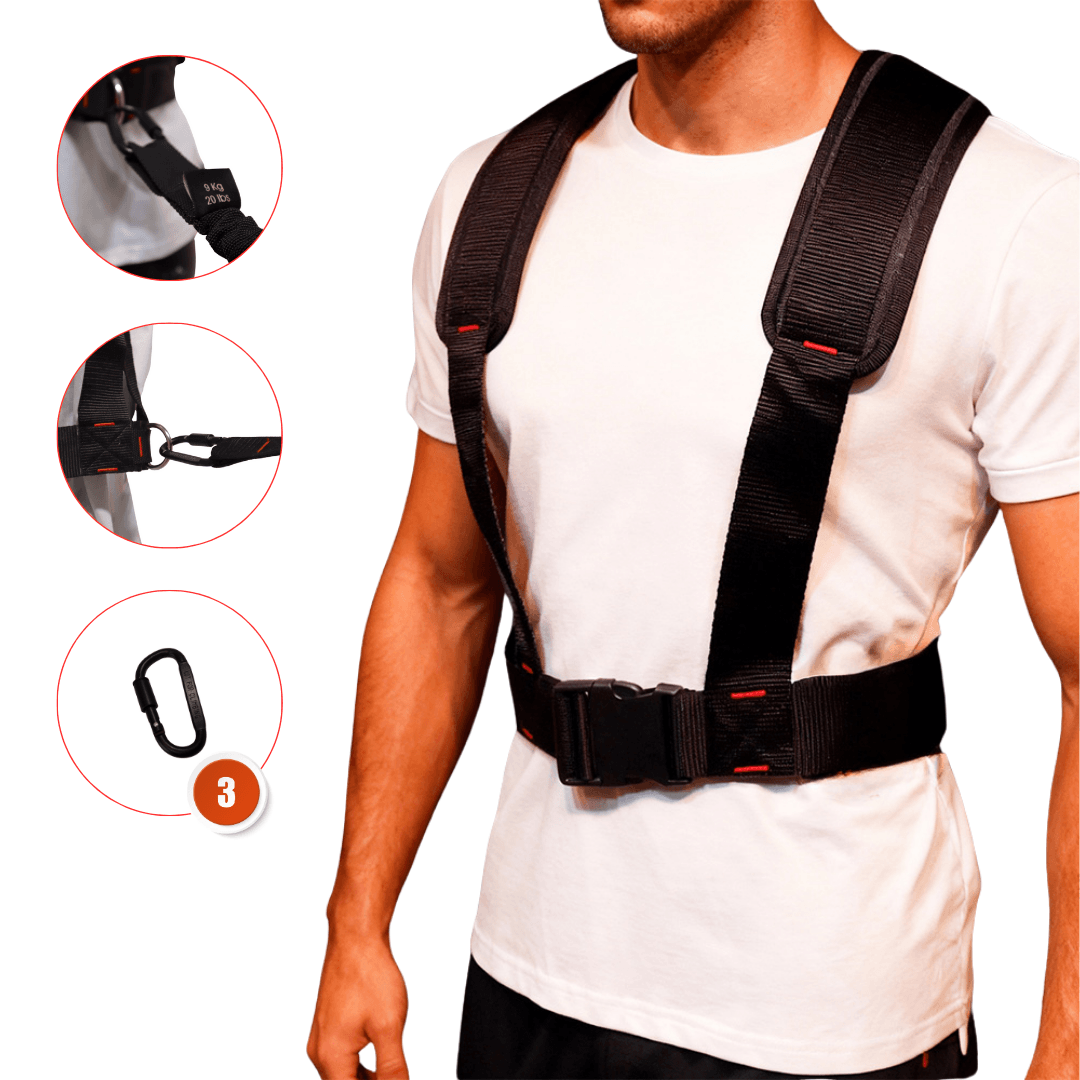 Rebuwo Dirençli Ağırlık Antrenman Kemeri| 3 Karabinalı Set — Hortum Kolonlu Lastik, Omuz Koruyucu, Alüminyum Kilitli Karabina