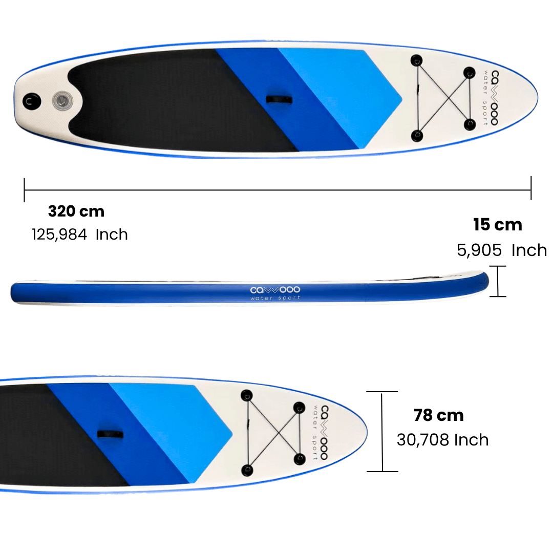 Cawooo SUP Şişme Sörf Tahtası Stand Up Paddle Board 78*320*15 cm Mavi