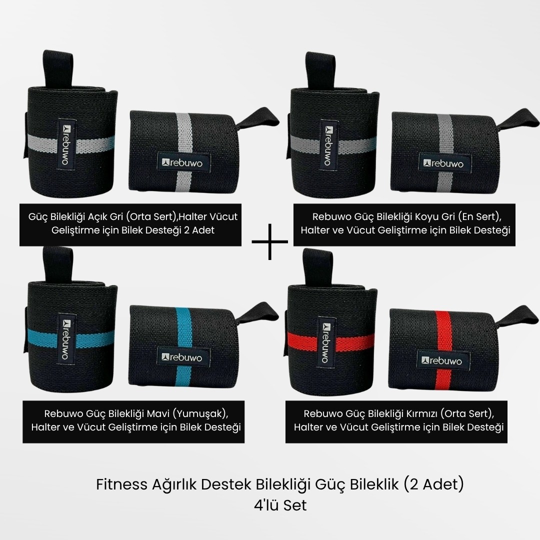 Fitness Ağırlık Destek Bilekliği Güç Bileklik (2 Adet) 4'lü Set