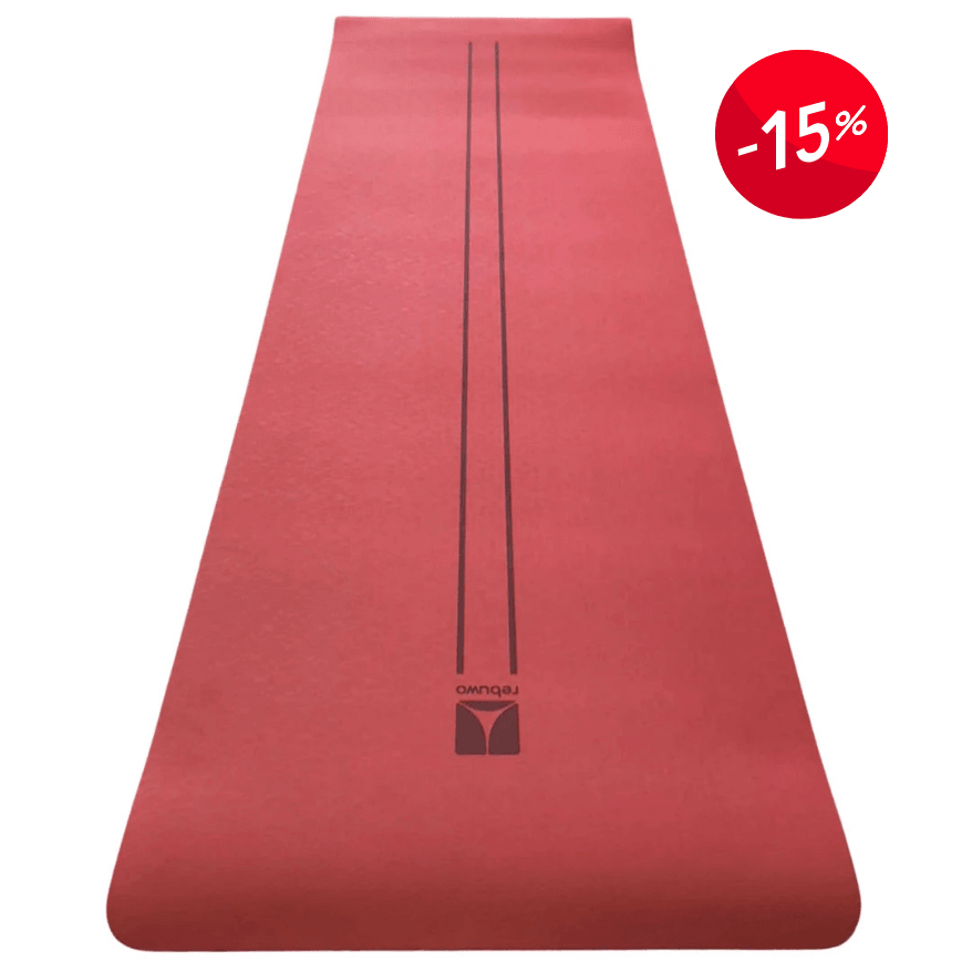 Rebuwo Çift Çizgi Tasarımlı Armonia Yoga Pilates Matı 8 mm Kaymaz Hafif Taşınabilir - Bordo