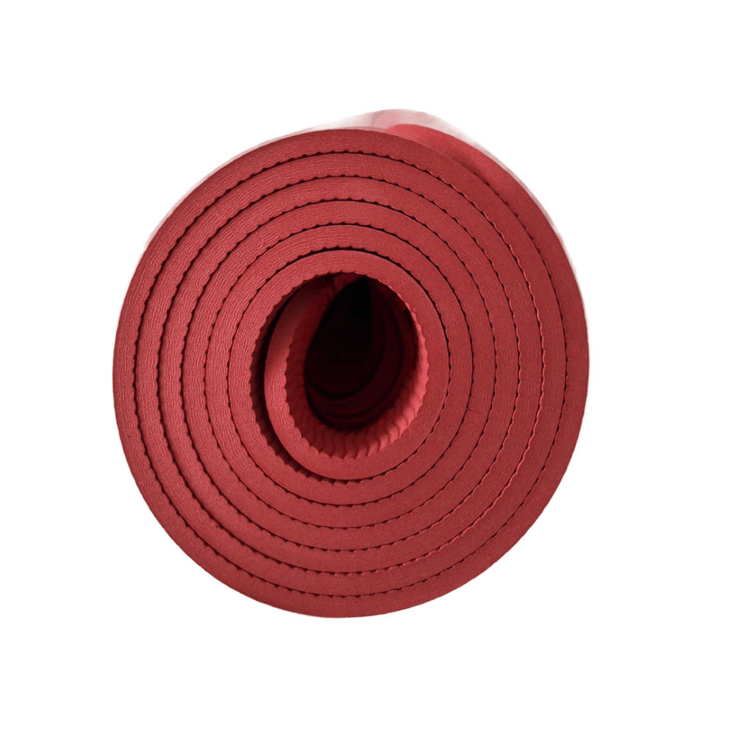 Rebuwo Çift Çizgi Tasarımlı TPE Yoga Pilates Matı 6mm Kaymaz Hafif Taşınabilir - Bordo
