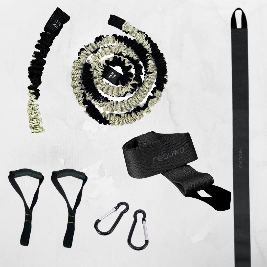 Rebuwo Resistance Strap 4.5kg - Pull Up Strap Black Set