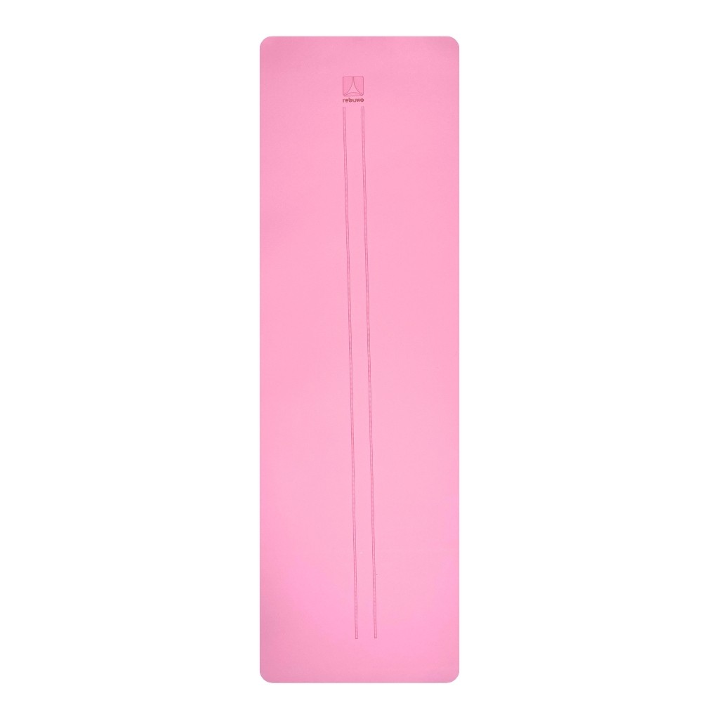 Rebuwo Çift Çizgili 8mm Kalın TPE Yoga ve Pilates Matı | Kaymaz, Konforlu, Ekstra Kalın Spor Matı Açık Pembe