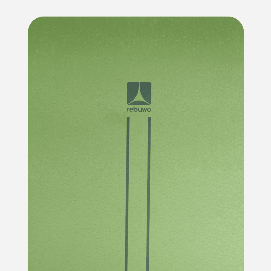 Rebuwo Çift Çizgi Tasarımlı Armonia Yoga Pilates Matı 6mm Kaymaz Hafif Taşınabilir - Koyu Yeşil