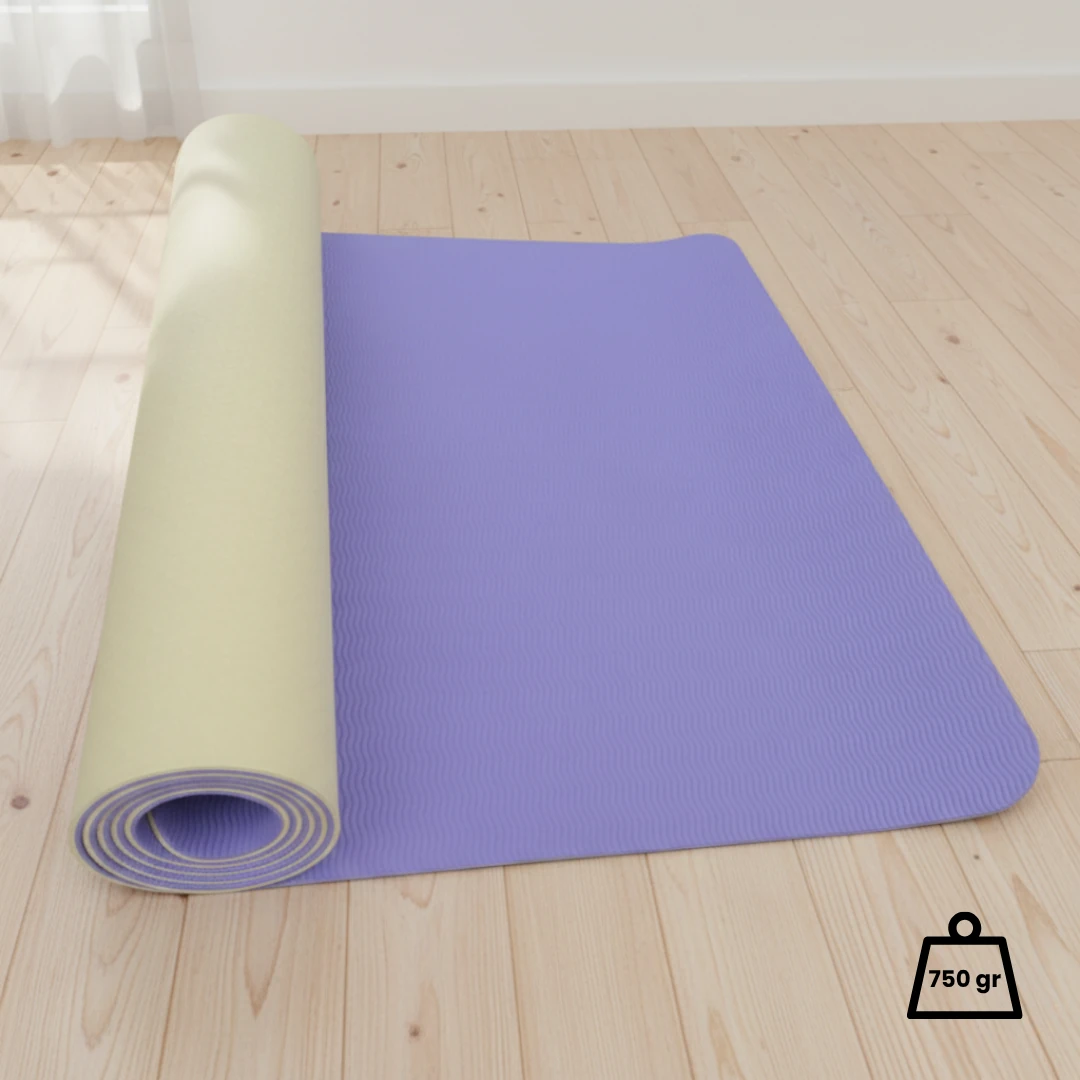 Rebuwo Çift Taraflı Armonia Yoga Pilates Matı 6mm Kaymaz Hafif Taşınabilir – Lila & Sarı (Butter Yellow)