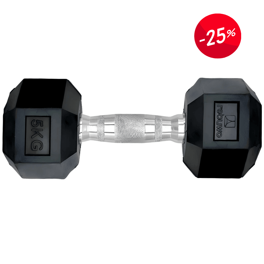 Rebuwo Hex Dambıl Kauçuk Altıgen Dambıl Hex Dumbbell 5 KG 1 Adet