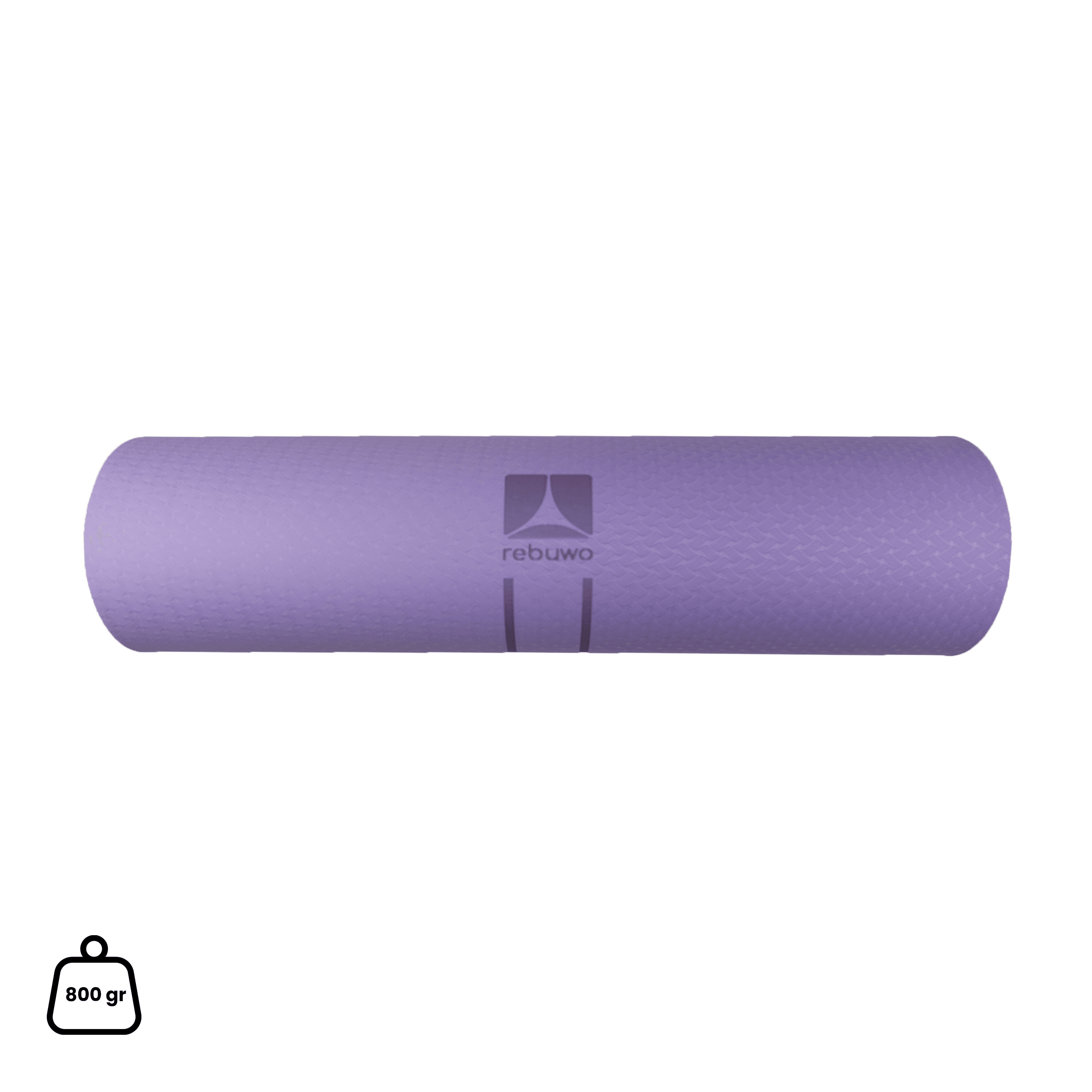 Rebuwo Çift Çizgi Tasarımlı Armonia Yoga Pilates Matı 8 mm Kaymaz Hafif Taşınabilir - Koyu Lila