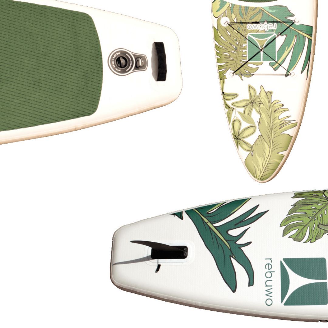 Rebuwo SUP Şişme Sörf Tahtası Stand Up Paddle Board 84*330*15 cm Yeşil Desenli