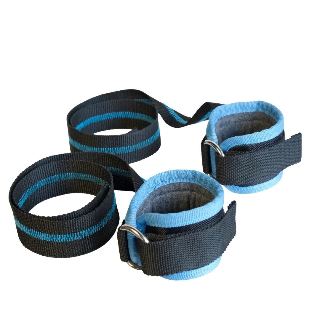 Rebuwo 3'lü Fitness Seti | Halter Kemeri(90 cm) + Ayak/Bilek Kayışı + Cable Ayak Çekiş Aparatı