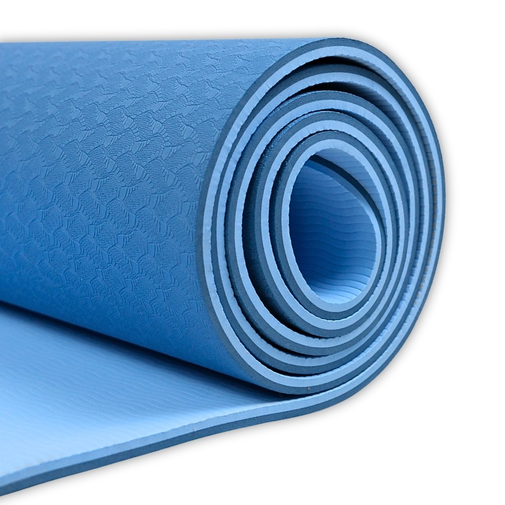 Çift Taraflı Kaydırmaz TPE Yoga Matı – 6mm Pilates Minderi | 181x61 cm Konforlu ve Dayanıklı Mavi