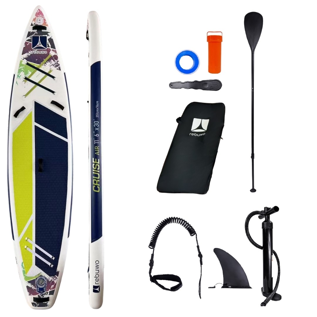 Rebuwo Pro Sup Şişme Sörf Tahtası Stand Up Paddle Board 76*351*15 Cm Yeşil Yarış Board