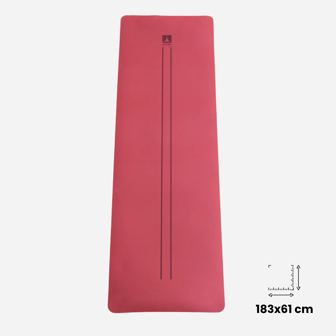 Rebuwo Çift Çizgi Tasarımlı Armonia Yoga Pilates Matı 8 mm Kaymaz Hafif Taşınabilir - Bordo