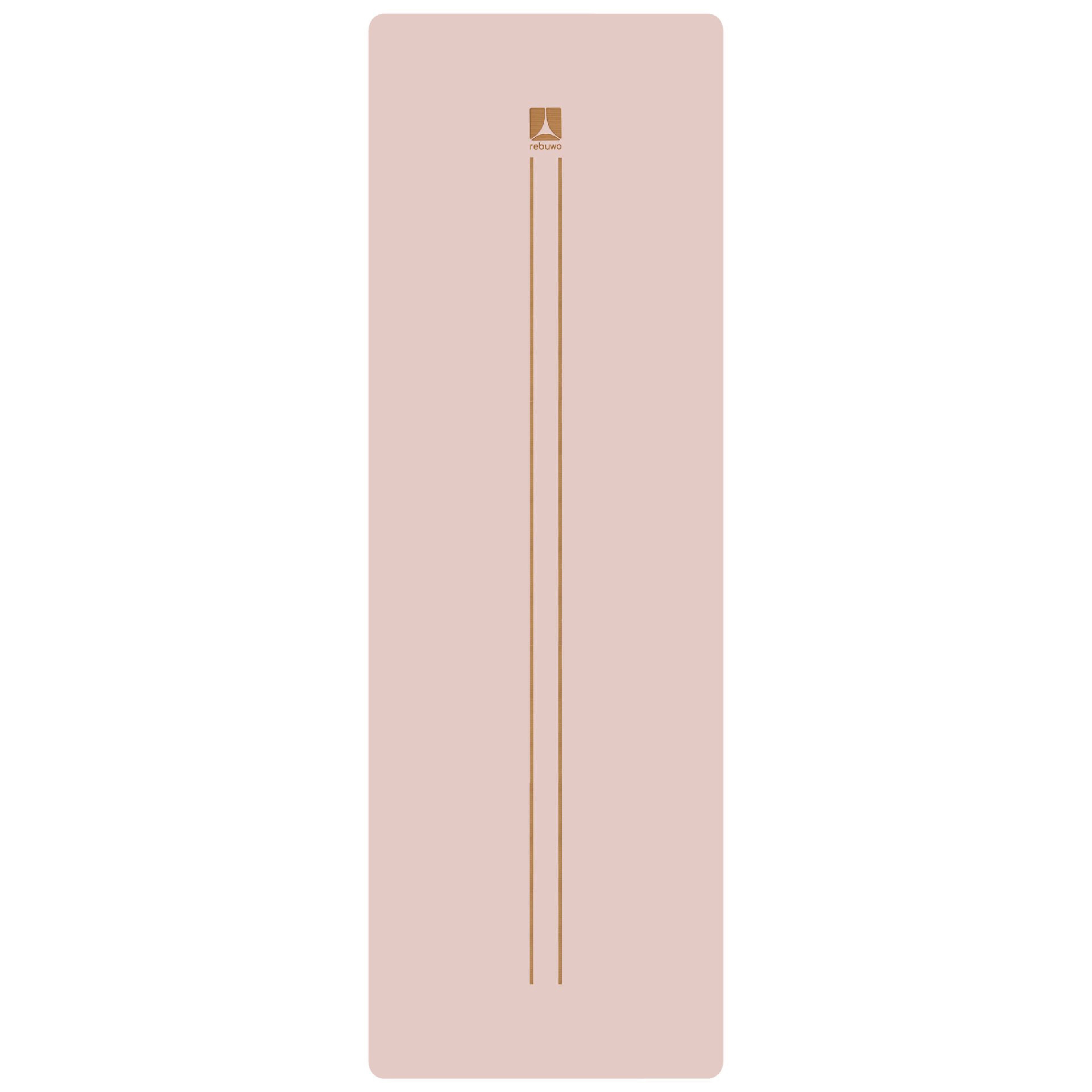 Rebuwo Çizgi Tasarımlı 5mm Ekstra Kaydırmaz Doğal Kauçuk Yoga Matı Pilates Mat Soft Pembe