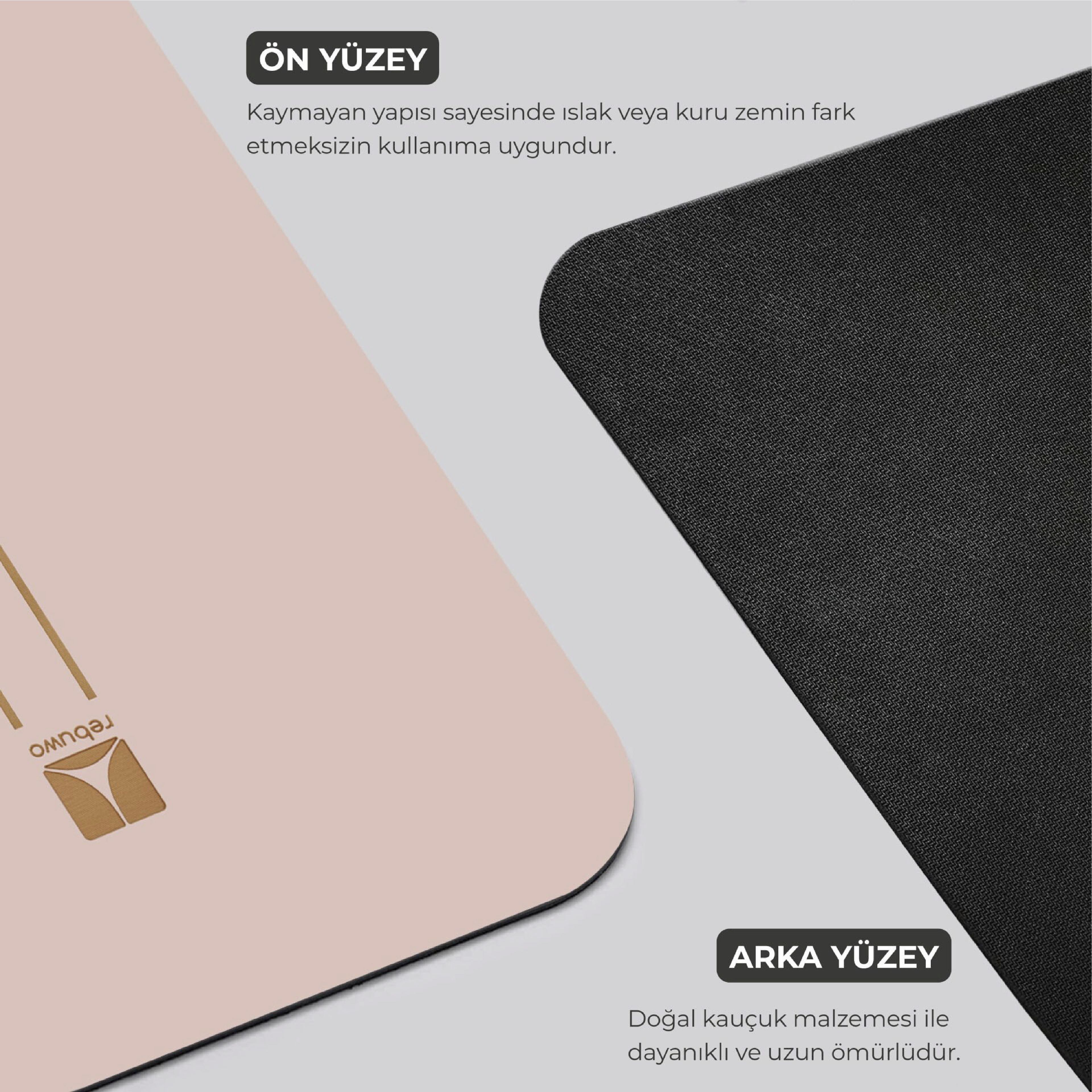 Rebuwo Çizgi Tasarımlı 5mm Ekstra Kaydırmaz Doğal Kauçuk Yoga Matı Pilates Mat Soft Pembe