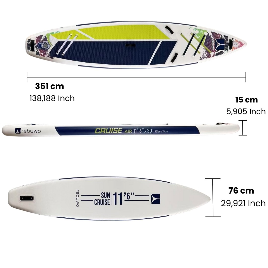 Rebuwo Pro Sup Şişme Sörf Tahtası Stand Up Paddle Board 76*351*15 Cm Yeşil Yarış Board