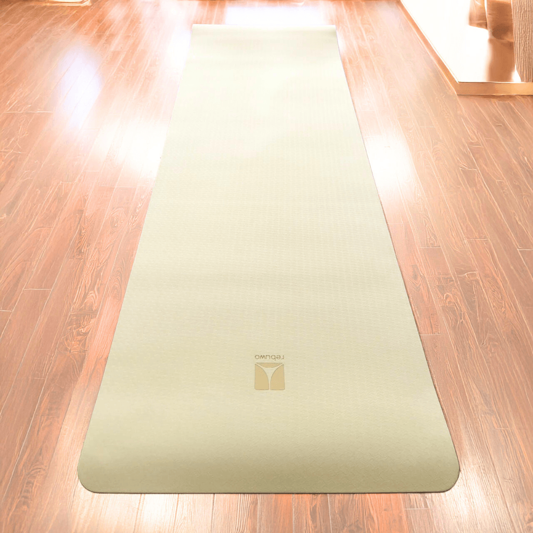 Rebuwo Çift Taraflı TPE Yoga Pilates Matı 6mm Kaymaz Hafif Taşınabilir – Lila & Sarı (Butter Yellow)