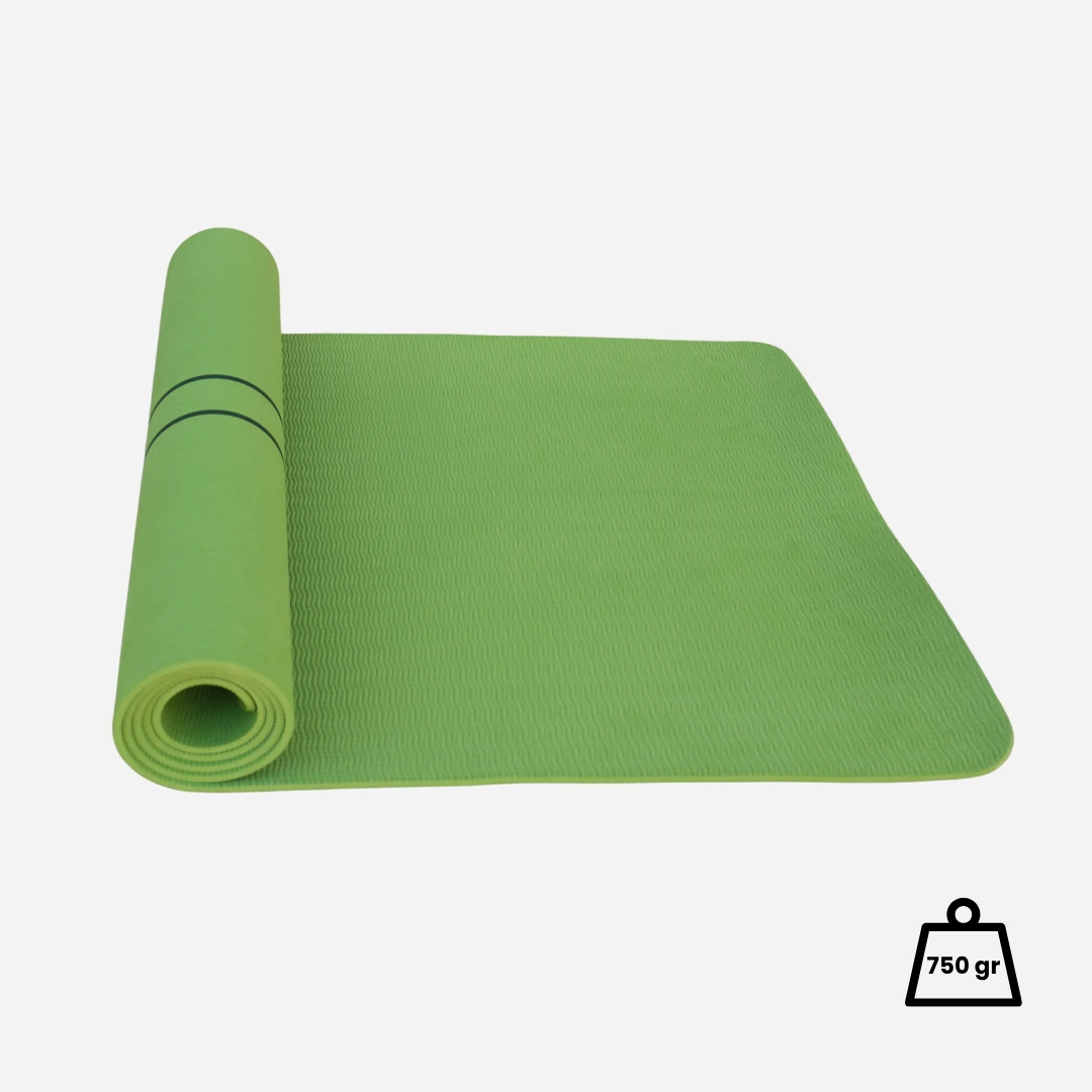 Rebuwo Çift Çizgi Tasarımlı Armonia Yoga Pilates Matı 6mm Kaymaz Hafif Taşınabilir - Koyu Yeşil