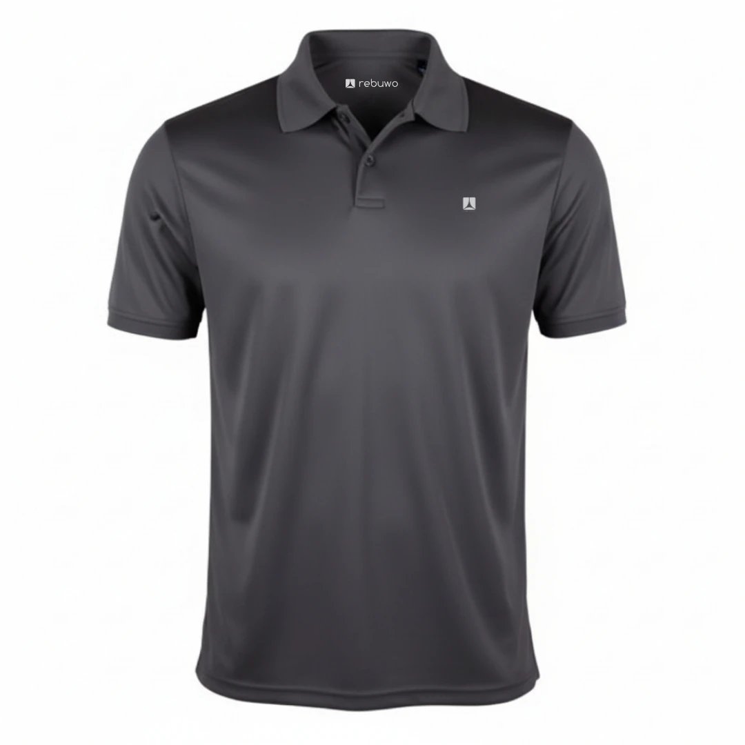 Rebuwo Erkek Antrasit Polo Yaka Spor Tshirt-Kısa Kollu,Nefes Alabilen Kumaş