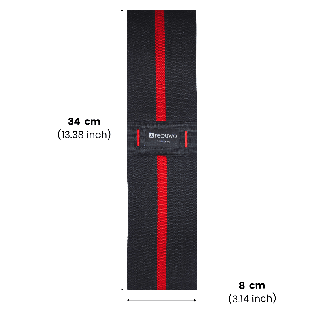 Rebuwo Heavy Squat Direnç Bandı 34x8 cm Kaymaz Fitness Egzersiz Lastiği – Siyah & Kırmızı