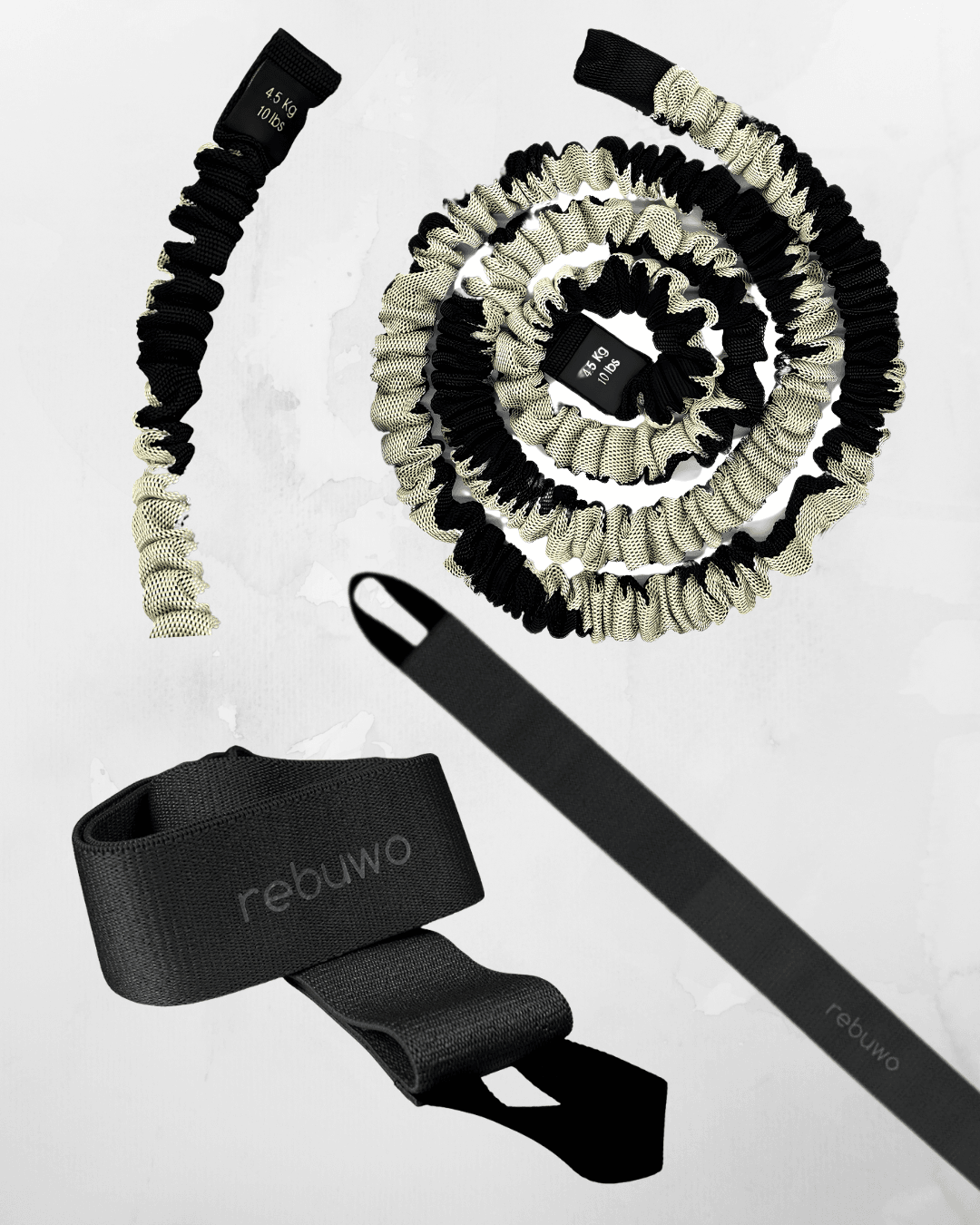 Rebuwo Resistance Strap 4.5kg - Pull Up Strap Black Set
