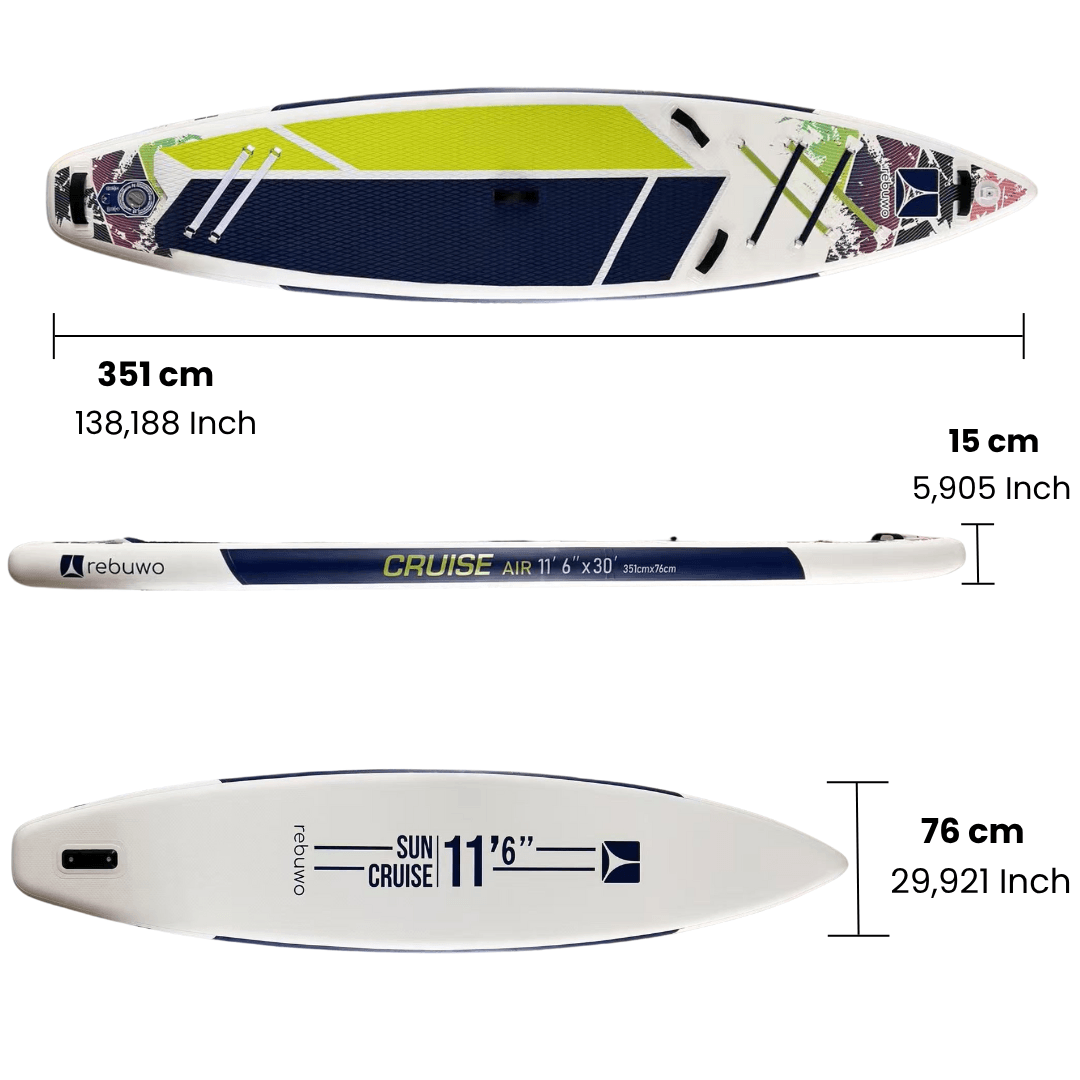 Rebuwo Pro Sup Şişme Sörf Tahtası Stand Up Paddle Board 76*351*15 Cm Yeşil Yarış Board