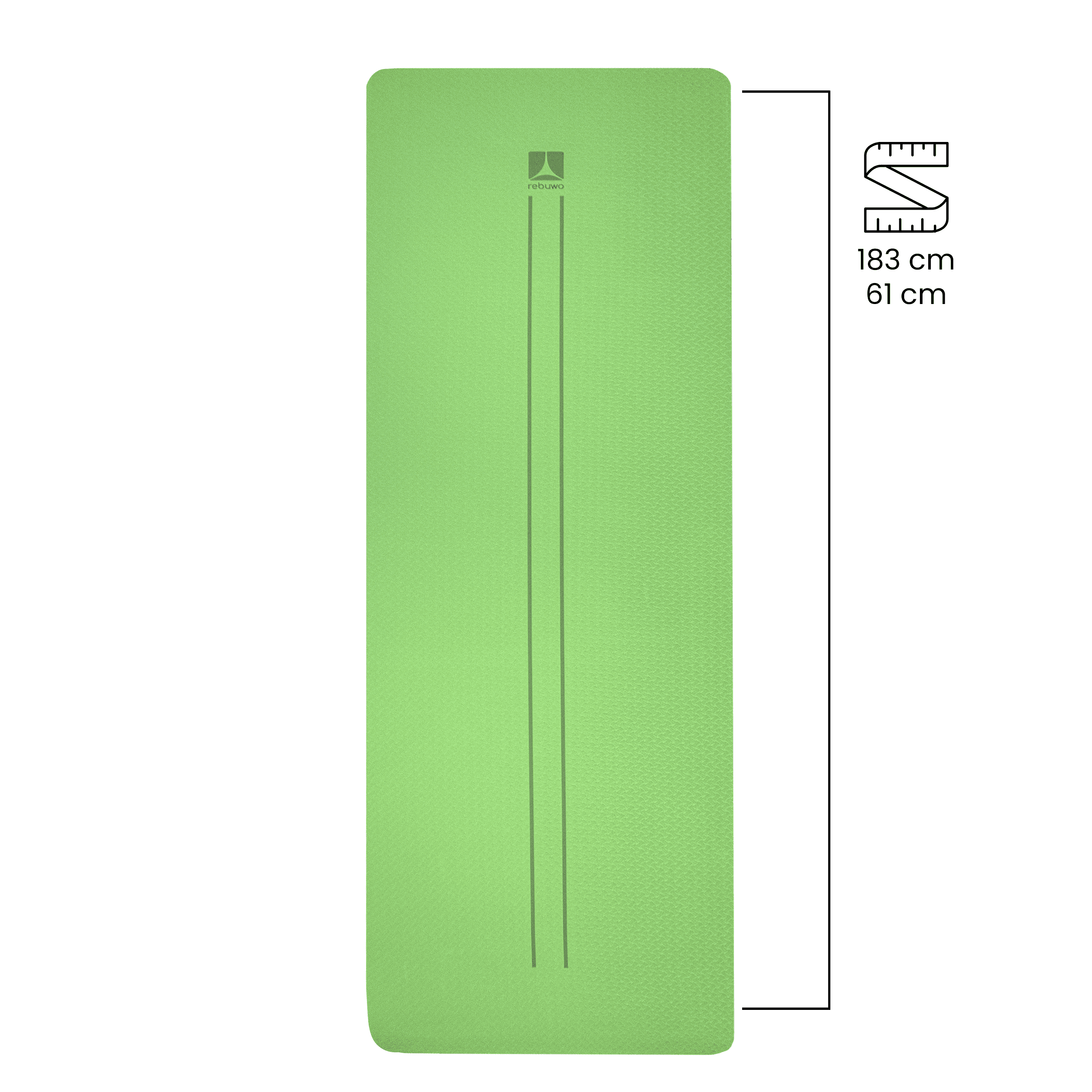 Rebuwo Çift Çizgi Tasarımlı Armonia Yoga Pilates Matı 8 mm Kaymaz Hafif Taşınabilir - Koyu Yeşil