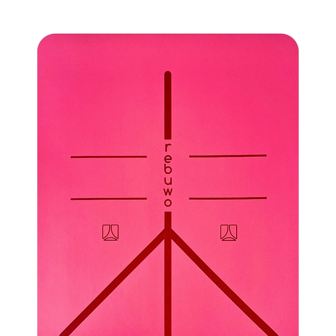 (OUTLET) Rebuwo Hizalama Tasarım 5mm Kauçuk Mat Kaydırmaz Yoga Mat Pilates Mat Pembe