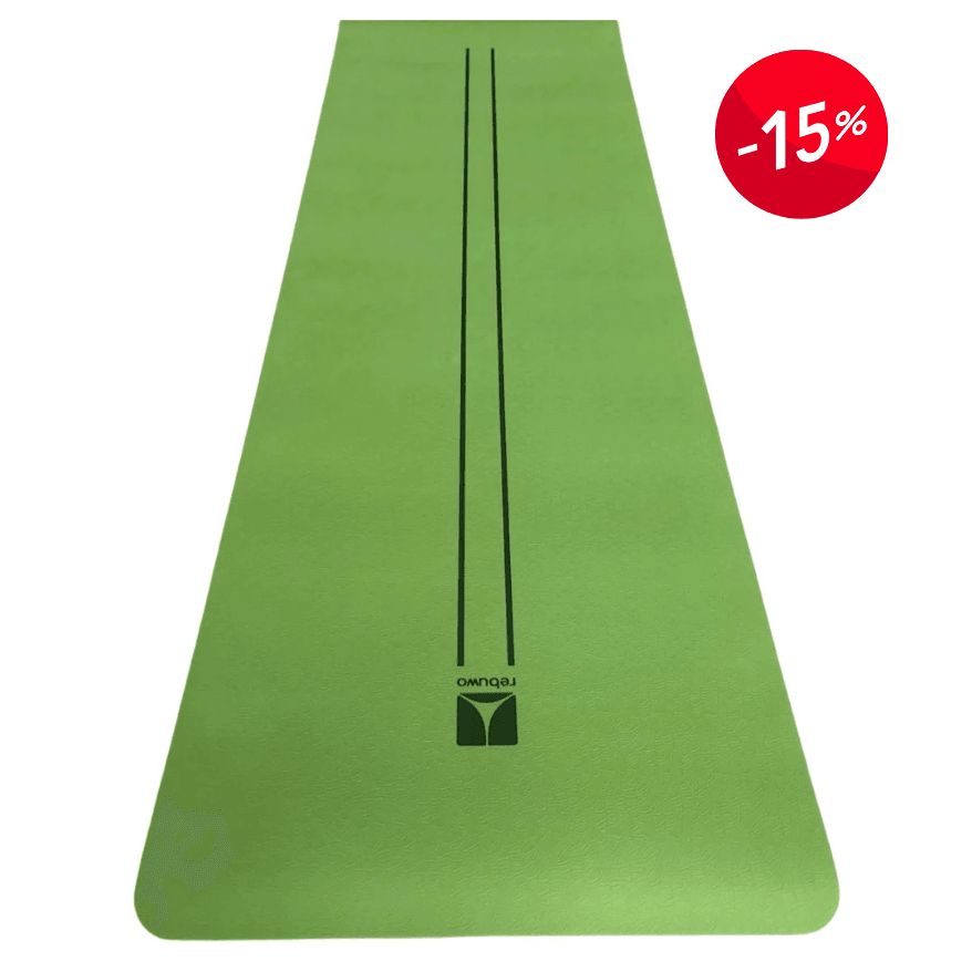 Rebuwo Çift Çizgi Tasarımlı Armonia Yoga Pilates Matı 8 mm Kaymaz Hafif Taşınabilir - Koyu Yeşil
