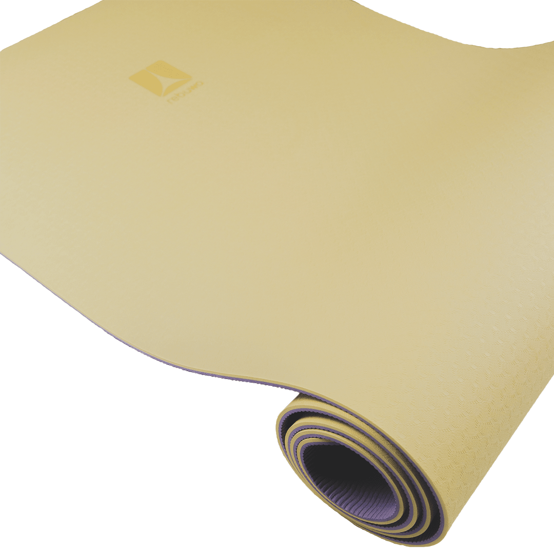Rebuwo Çift Taraflı Armonia Yoga Pilates Matı 6mm Kaymaz Hafif Taşınabilir – Lila & Sarı (Butter Yellow)