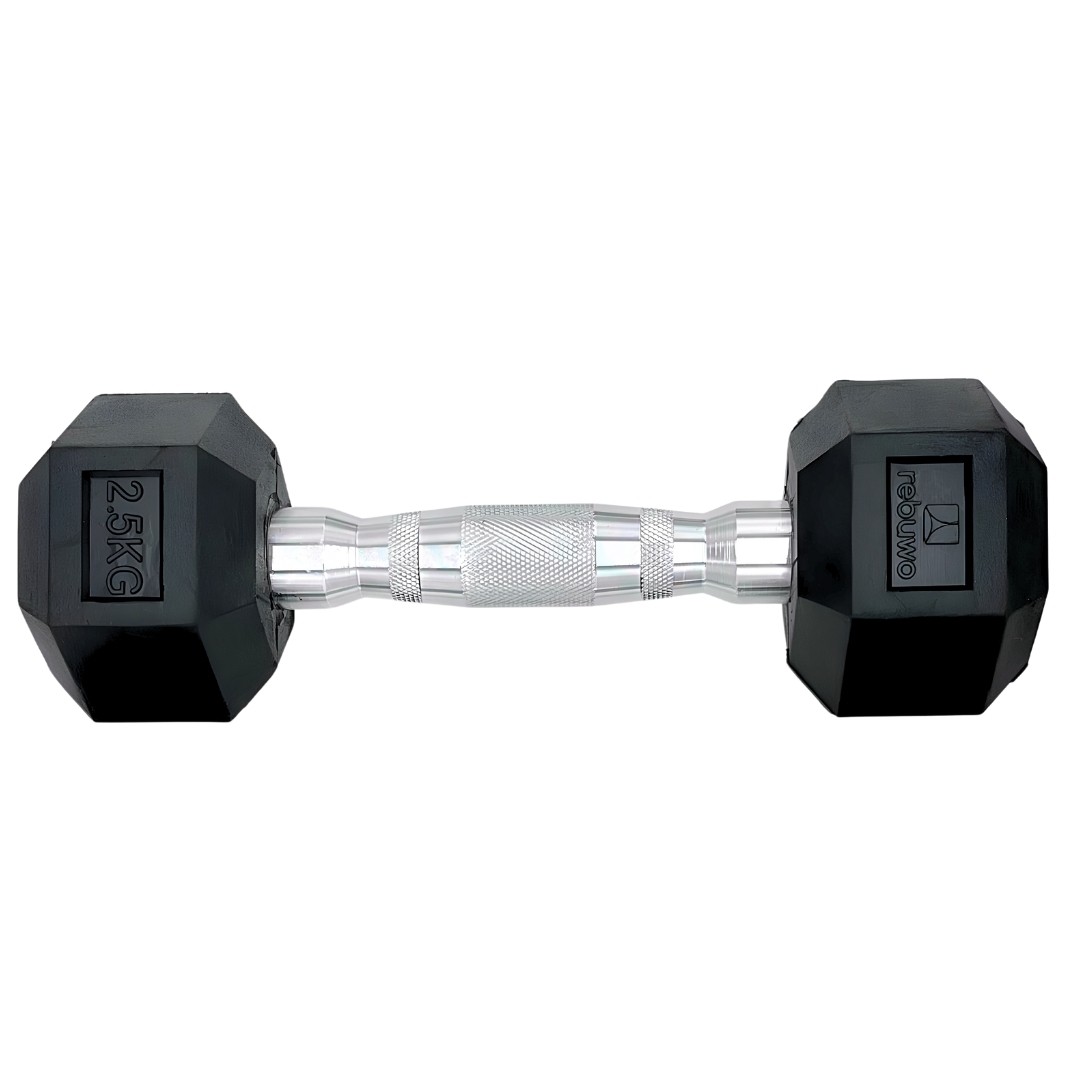 Rebuwo Hex Dambıl Kauçuk Altıgen Dambıl Hex Dumbbell 2.5 KG 1 Adet