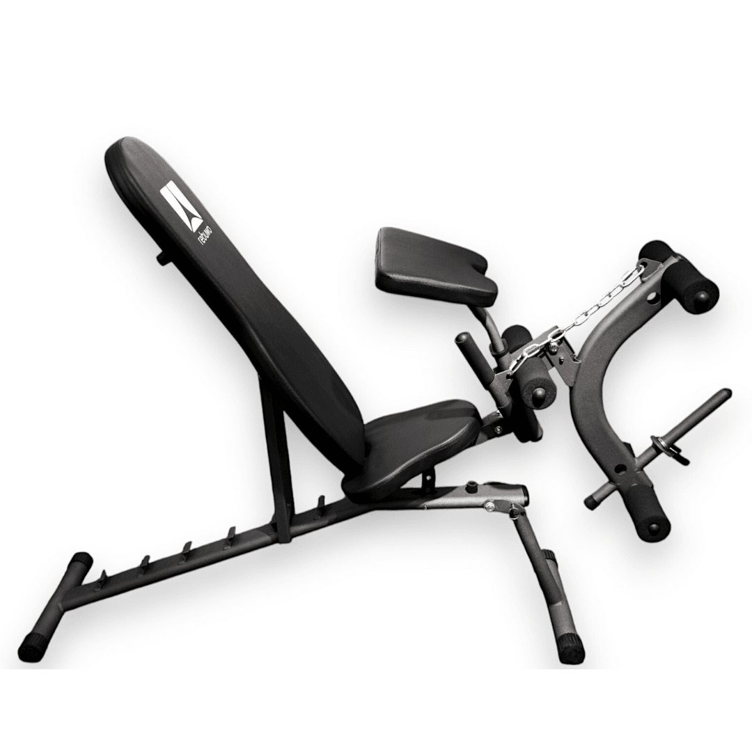 Woqes & Rebuwo Fitness Seti | Rebuwo Çok Fonksiyonlu Katlanabilir Bench Sehpası + 28 kg Ayarlanabilir Dambıl & Barbell Seti + İkili Paralel Dip Bar + WOQES 10 mm NBR Yoga Matı(Mavi)