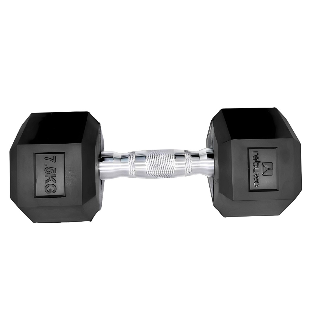 Rebuwo Hex Dambıl Kauçuk Altıgen Dambıl Hex Dumbbell 7.5 KG 1 Adet