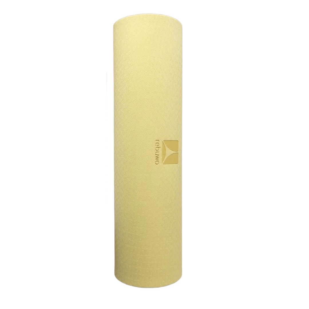 Rebuwo Çift Taraflı TPE Yoga Pilates Matı 6mm Kaymaz Hafif Taşınabilir – Yeşil & Sarı (Butter Yellow)