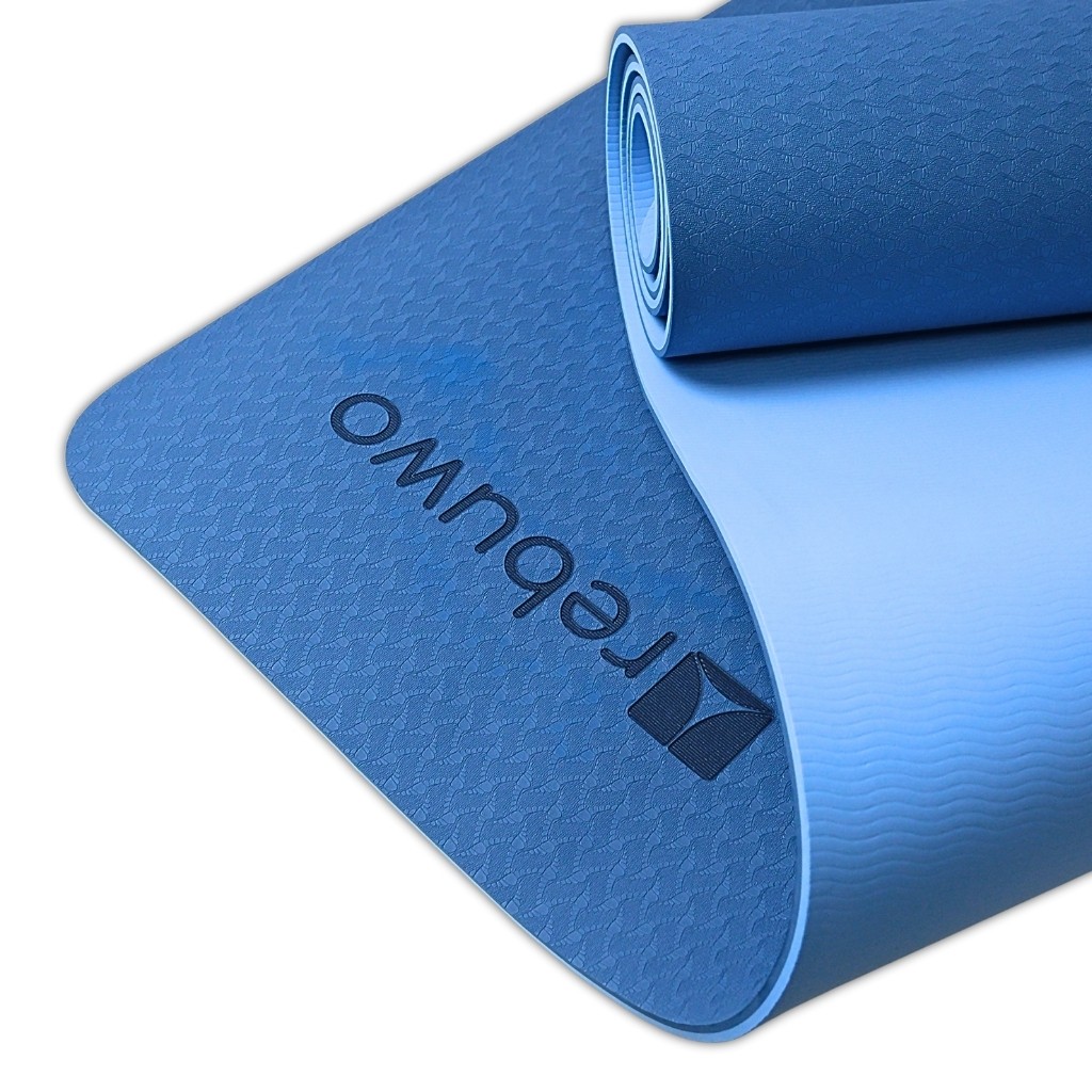 Çift Taraflı Kaydırmaz TPE Yoga Matı – 6mm Pilates Minderi | 181x61 cm Konforlu ve Dayanıklı Mavi