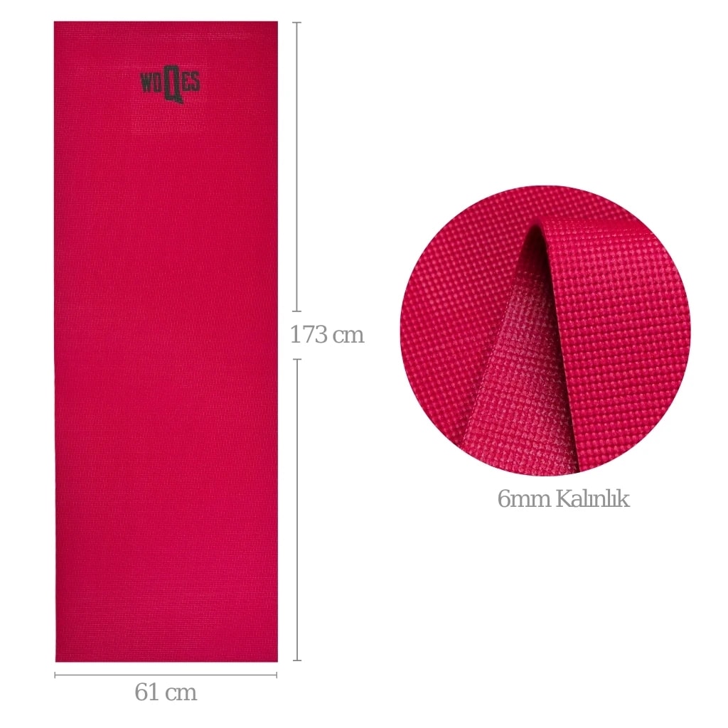 (OUTLET) WOQES Egzersiz Matı – 6mm Kalınlık | 173x61 cm | Kaymaz Pilates ve Fitness Matı