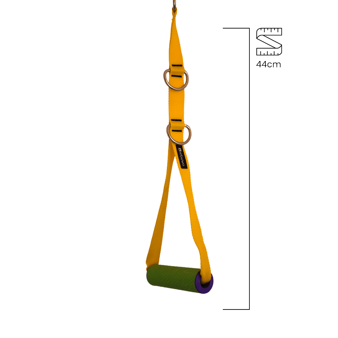 Rebuwo 3 Kademeli Ayarlanabilir Cable Cross Elciği (1 Çift) - Yeşil-Mor Tutacaklı Sarı Fitness Ağırlık Çekiş / Reformer Egzersiz Aparatı 44cm