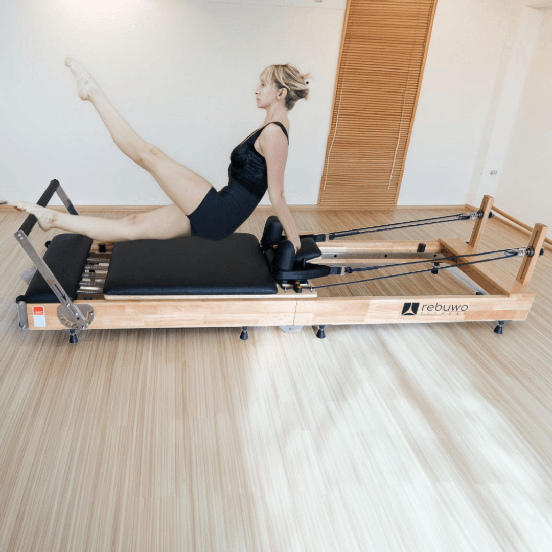 Rebuwo Profesyonel Ahşap Reformer Katlanabilir Pilates Aleti-Profesyonel ve Ev Tipi Kullanım