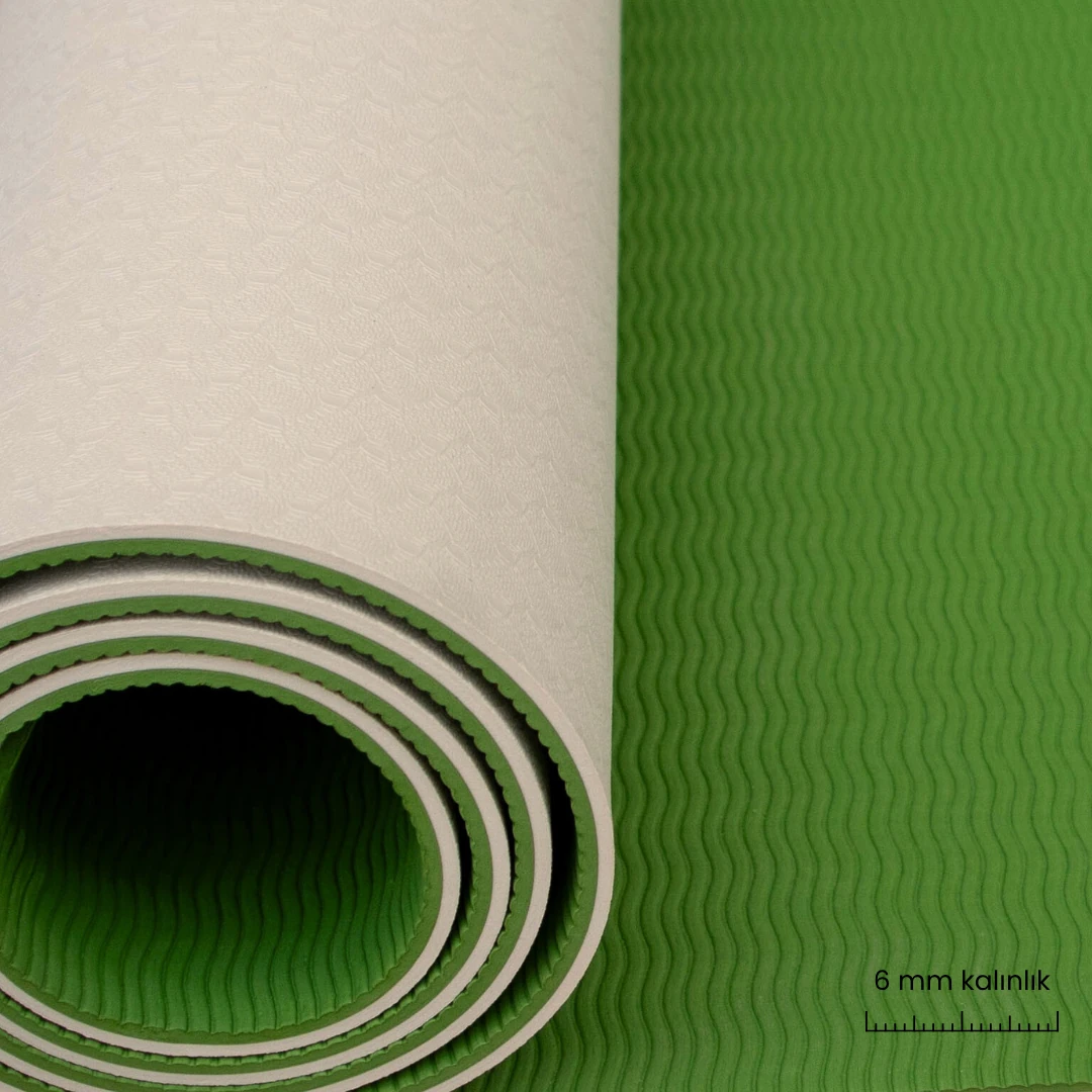 Rebuwo Çift Taraflı Armonia Yoga Pilates Matı 6mm Kaymaz Hafif Taşınabilir – Yeşil & Krem