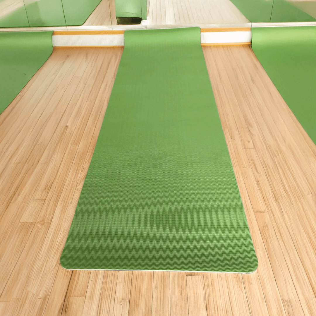 Rebuwo Çift Taraflı TPE Yoga Pilates Matı 6mm Kaymaz Hafif Taşınabilir – Yeşil & Sarı (Butter Yellow)
